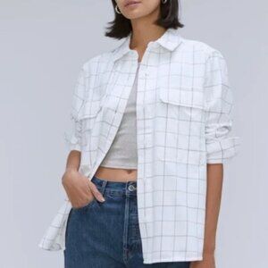 Everlane White and Tan Flannel